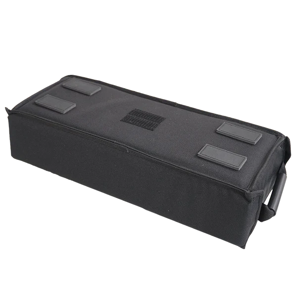 Bottom view showing the base of the rack bag and the 4 reinforced protective pads