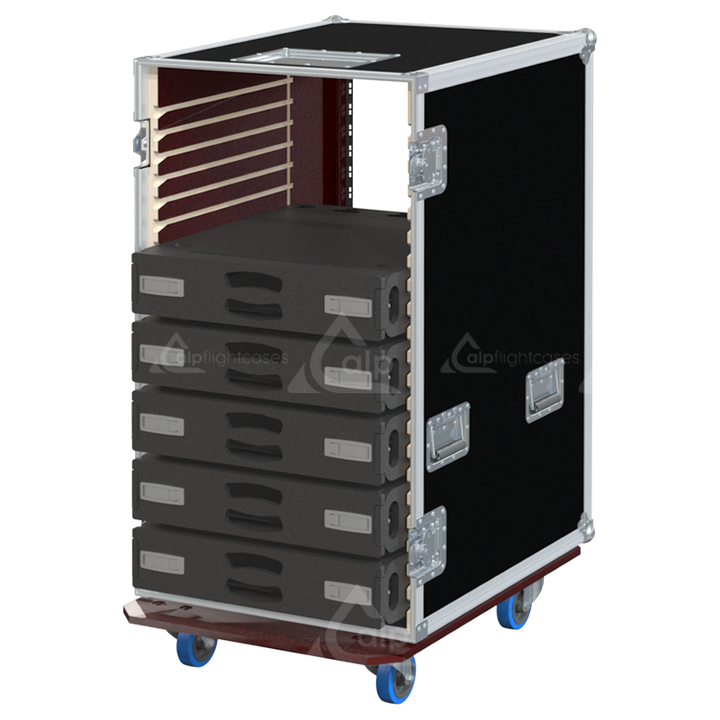 Front view of the heavy-duty Rack Rent P8 19 inch 19U 150mm depth flight case with wheels by ALP Flight Cases