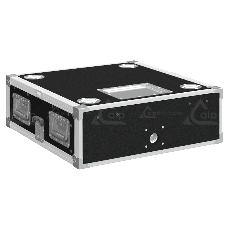 Front view of the professional Rack Sliding 19 inch 3U 480mm depth flight case by ALP Flight Cases