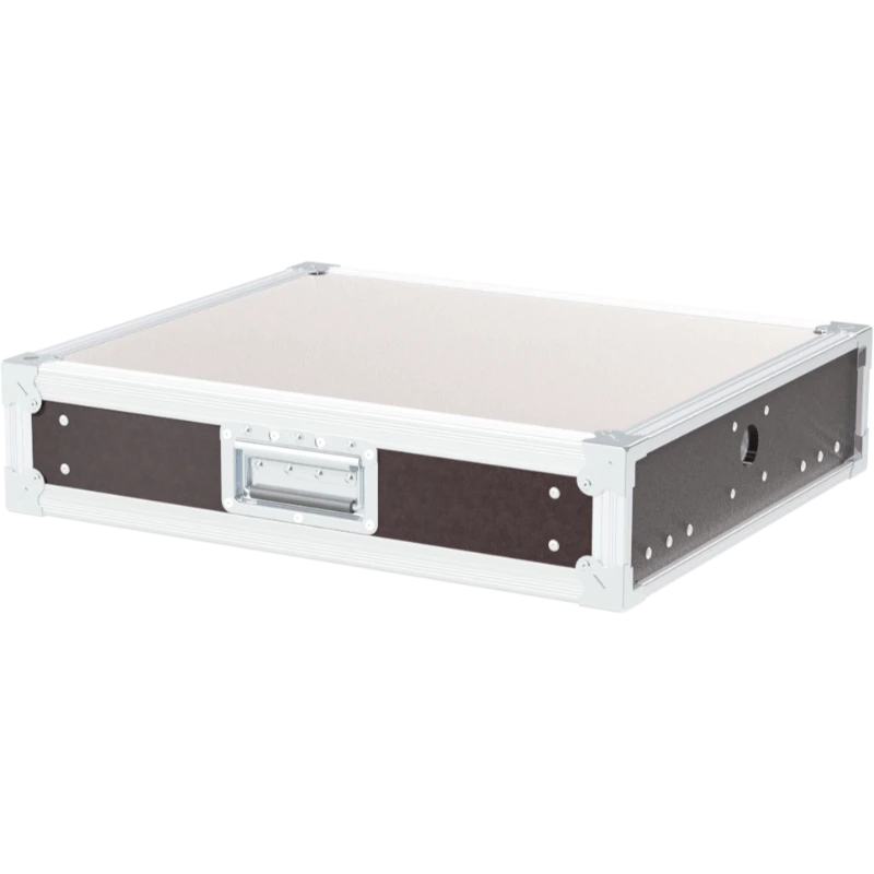 Front view of the professional Rack Speedy Box 19 inch 2U 550mm depth flight case by ALP Flight Cases