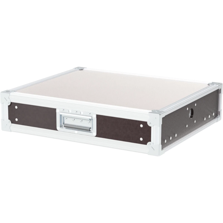 Front view of the professional Rack Speedy Box 19 inch 2U 550mm depth flight case by ALP Flight Cases