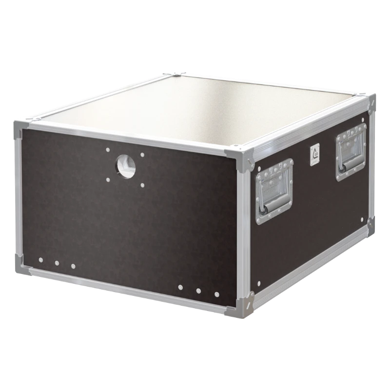 Front view of the professional Rack Speedy Box 19 inch 6U 550mm depth flight case by ALP Flight Cases