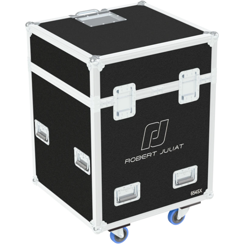 Professional flight case rear view, showcasing structural integrity and touring-grade finishing for Robert Juliat lighting by ALP Flight Cases.