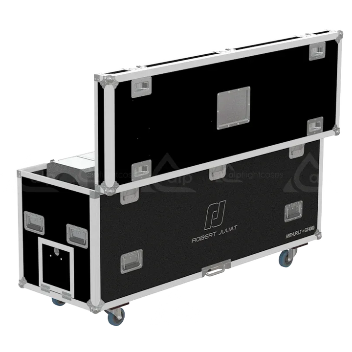 Professional flight case rear view, showcasing structural integrity and touring-grade finishing for Robert Juliat lighting by ALP Flight Cases.
