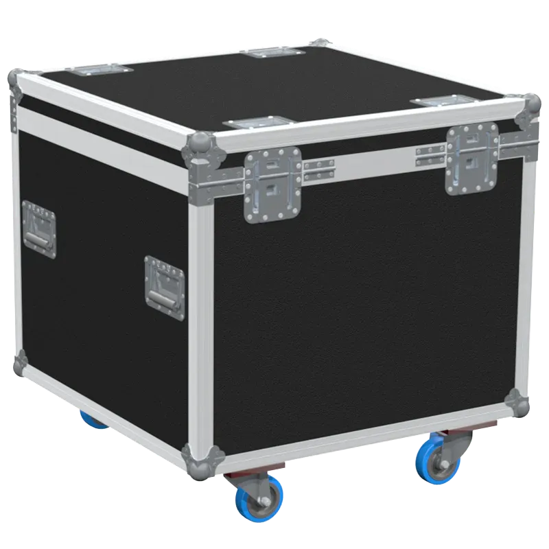 Professional flight case rear view, showcasing structural integrity and touring-grade finishing for Showtec dance floor panels by ALP Flight Cases.