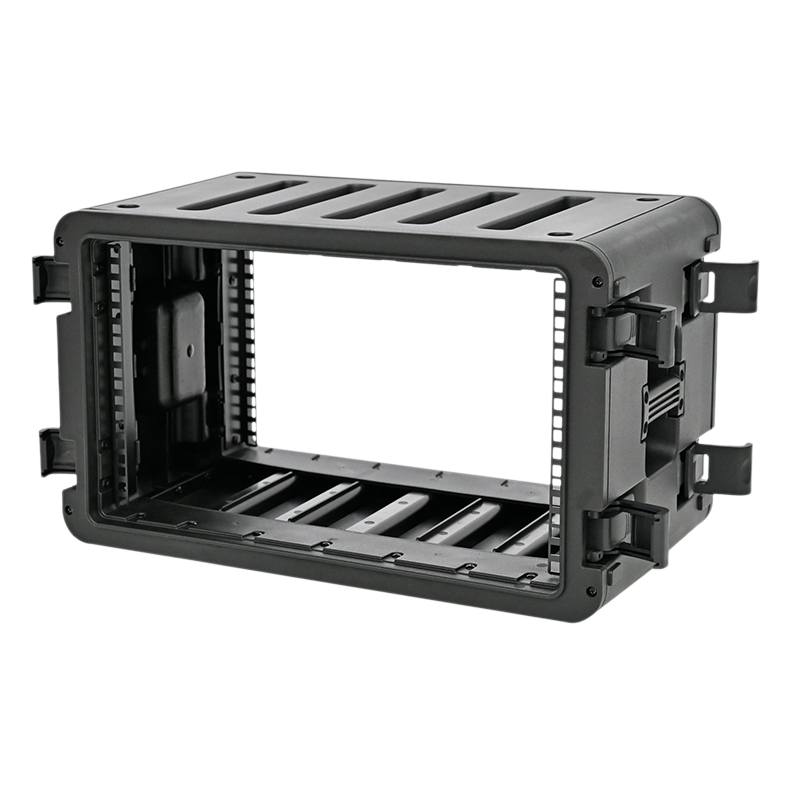 Open empty SINORA 6U Short Rack showing the adjustable steel rack rails