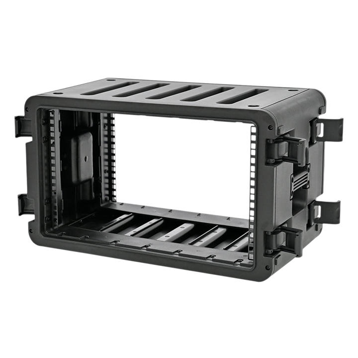 Open empty SINORA 6U Short Rack showing the adjustable steel rack rails