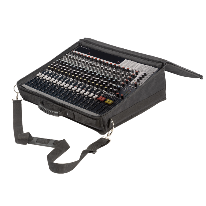 View of the open protective cover with the Soundcraft FX16 II safely packed inside
