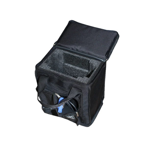 Interior view of the professional bag, highlighting the rigid 3mm CP structure and custom LD 29 foam cavity for the fixture.