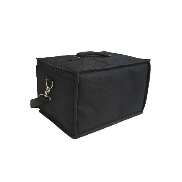 Rear view of the padded transport bag showing the attachment points for the removable shoulder straps