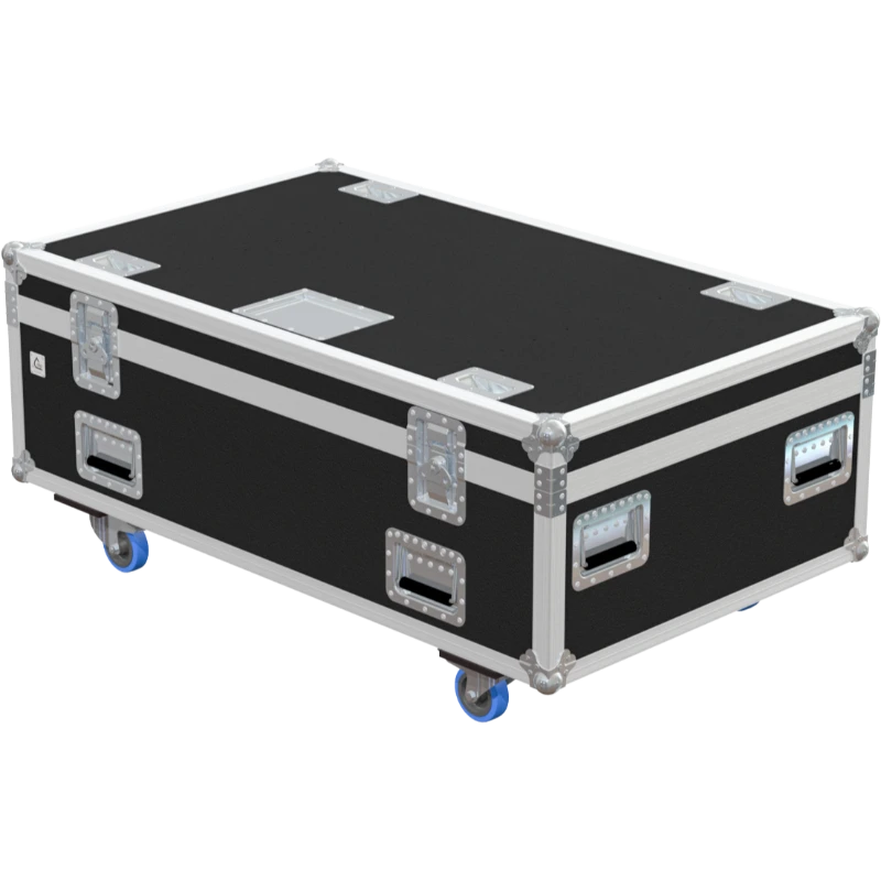Exterior front view of the professional rigging hardware flight case featuring 10mm Birch Plywood, durable PVC finish, and heavy-duty wheels by ALP Flight Cases
