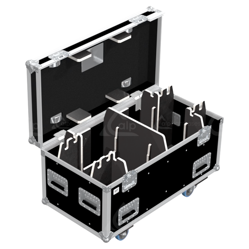 Empty interior view of the professional flight case, highlighting the precision-engineered compartment for motor housing and cabling.