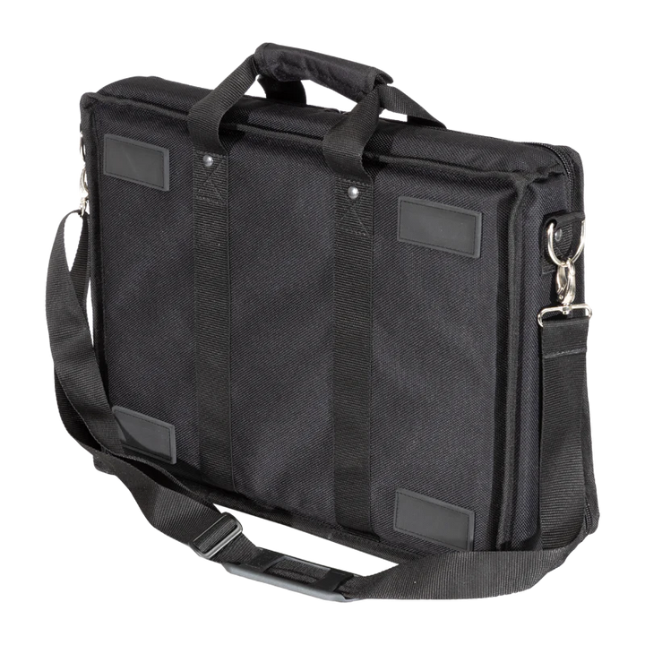 Close-up detail of the heavy-duty 10mm zipper, carrying handles, and shoulder strap on the ALP equipment bag