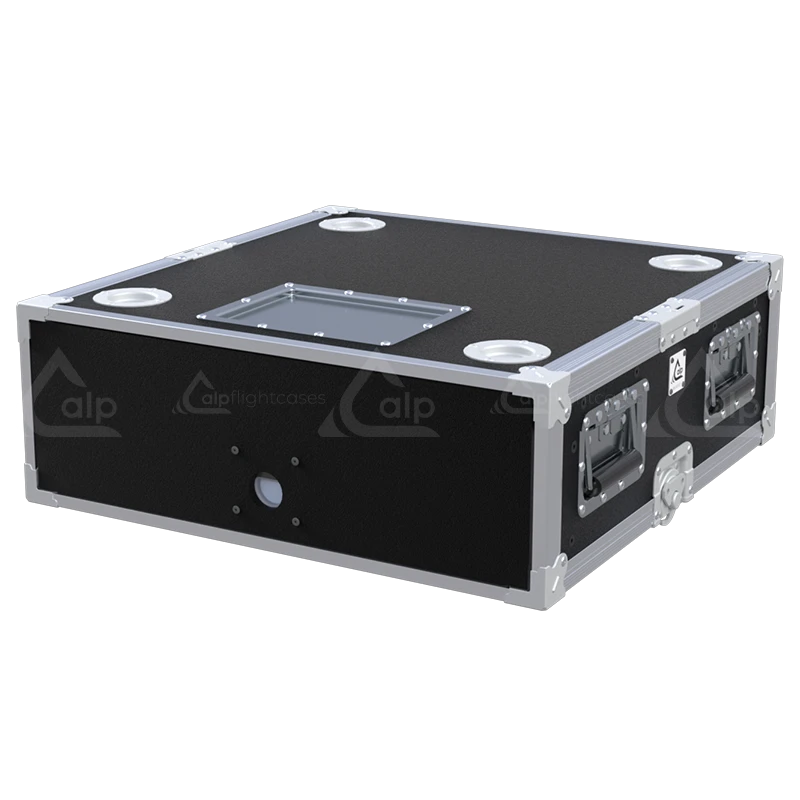 Front view of the professional XRACK Sliding Adjustable 19 inch 3U 600mm depth flight case by ALP Flight Cases