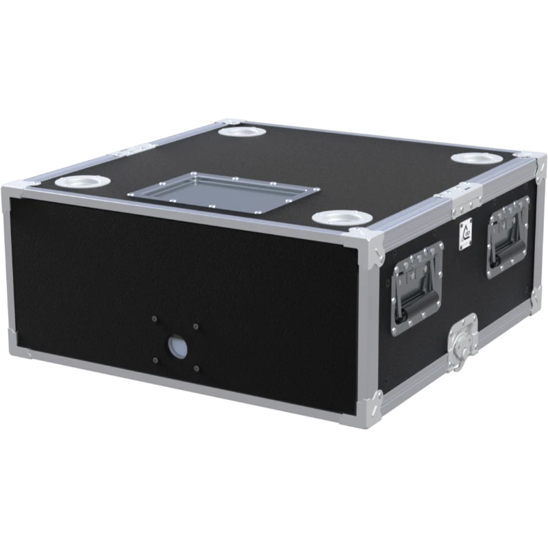 Front view of the professional XRACK Sliding Adjustable 19 inch 4U 600mm depth flight case by ALP Flight Cases