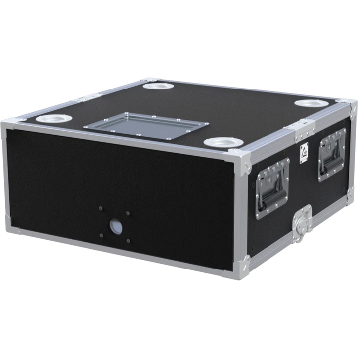 Front view of the professional XRACK Sliding Adjustable 19 inch 4U 600mm depth flight case by ALP Flight Cases