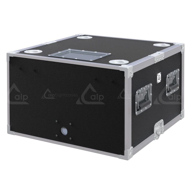 Front view of the professional XRACK Sliding Adjustable 19 inch 6U 600mm depth flight case by ALP Flight Cases