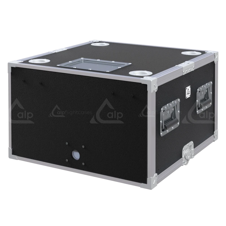 Front view of the professional XRACK Sliding Adjustable 19 inch 6U 600mm depth flight case by ALP Flight Cases