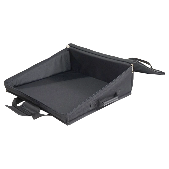 View of the open protective bag without the equipment, highlighting the interior double foam and rigid Platex structure