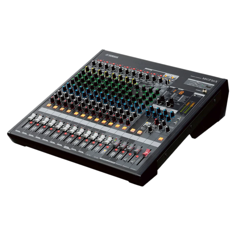 Standalone view of the Yamaha MGP 16X analog mixing console before packing