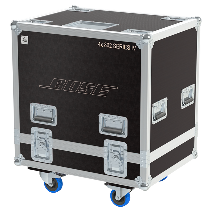 Front view of the professional quad touring flight case for 4x Bose 802 Series IV speakers by ALP Flight Cases