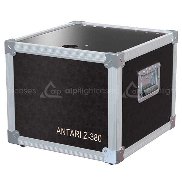 ALP FLIGHT CASES front view of Speedy Box Antari Z-380 Fazer flight case with heavy-duty touring hardware
