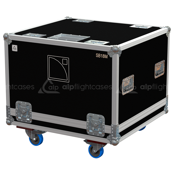 Front view of the professional touring flight case for 1x L'Acoustics SB18m subwoofer by ALP Flight Cases