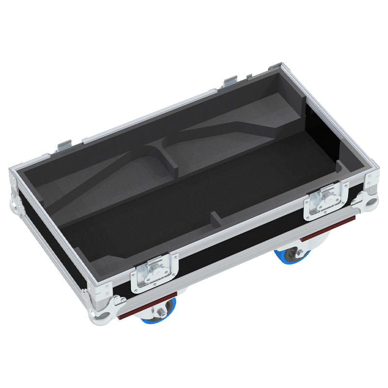 Empty interior of the flight case for 2x NEXO PS10 R2 Left showing precision CNC-cut foam for secure audio transport