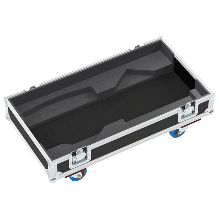 Empty interior of the flight case for 2x RCF NX 45-A showing precision CNC-cut foam for high-density audio protection