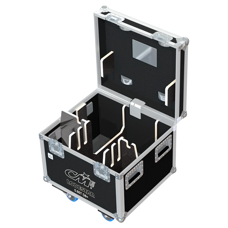 Empty interior view of ALP flight case for 1x CM Lodestar 0.65T D8+ motor