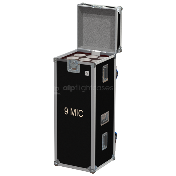 Flight Case 9X MIC STAND - WHEELS