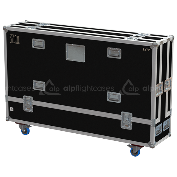 ALP FLIGHT CASES 2X LCD 75" W1695XD80XH975MM - WHEELS, 2 DOORS
