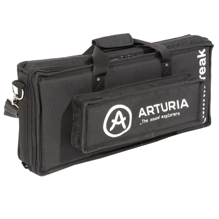 Front right perspective view of the ALP Bags professional protective bag for the Arturia Minifreak