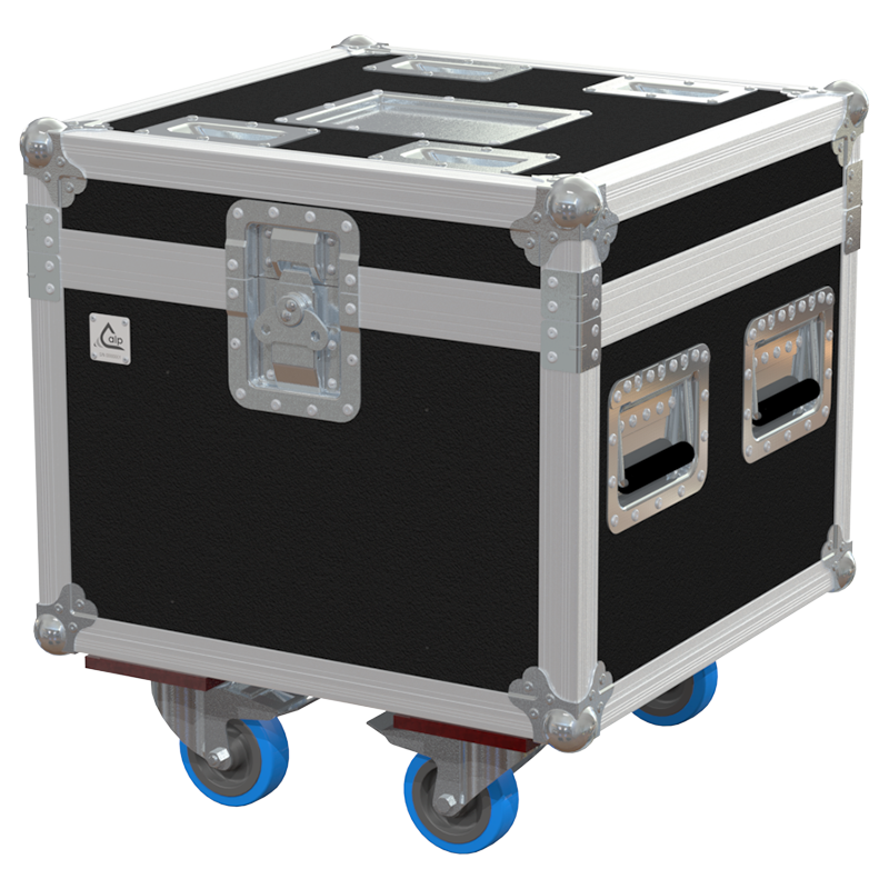 Front view of ALP professional flight case for 1x CM Lodestar 0.5T motor with wheels