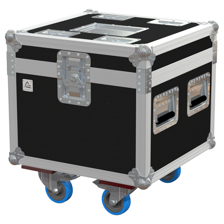 Front view of ALP professional flight case for 1x CM Lodestar 0.5T motor with wheels