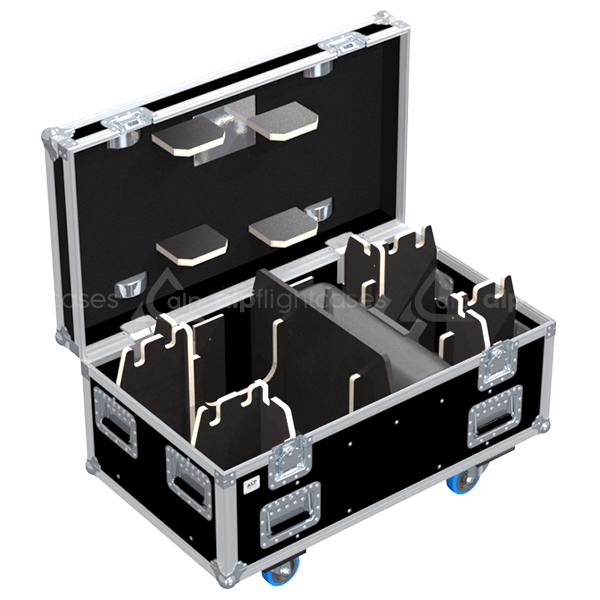Empty interior view of the professional flight case, highlighting the precision-engineered compartment for motor housing and cabling.