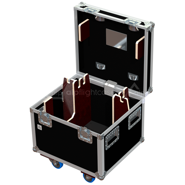 Empty interior view of the professional flight case, highlighting the precision-engineered compartment for motor housing and cabling.