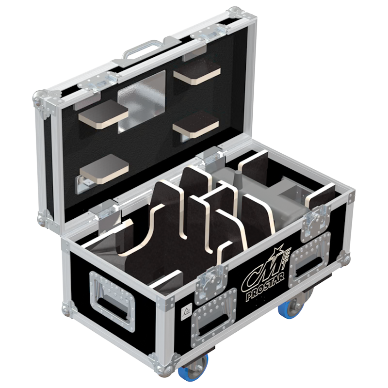 Open ALP flight case loaded with 2x CM Prostar 0.25T motors secured inside
