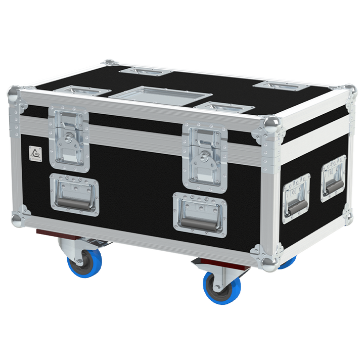 Front view of ALP professional flight case for DAS AX-EVENT flybar components with wheels