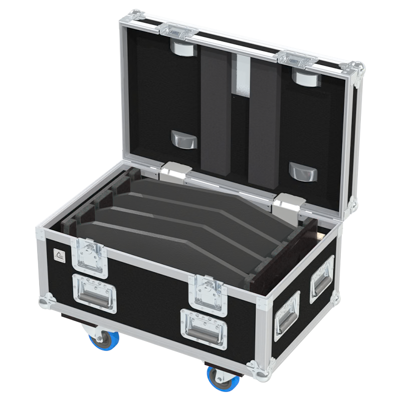 Open ALP flight case loaded with DAS AX-EVENT flybar components secured inside