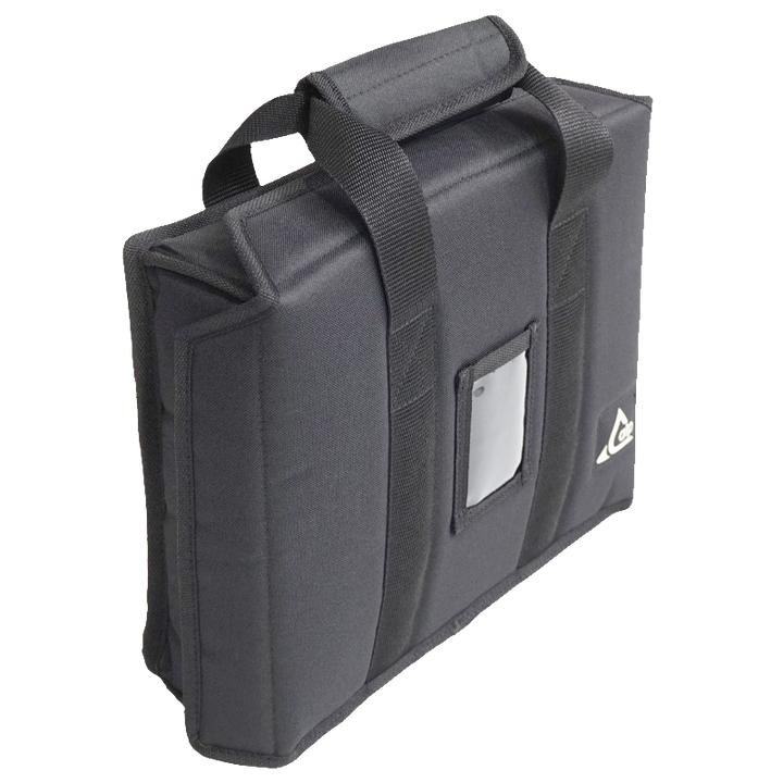 Front right perspective view of the ALP Bags professional protective bag for the Epson EB-X7 projector