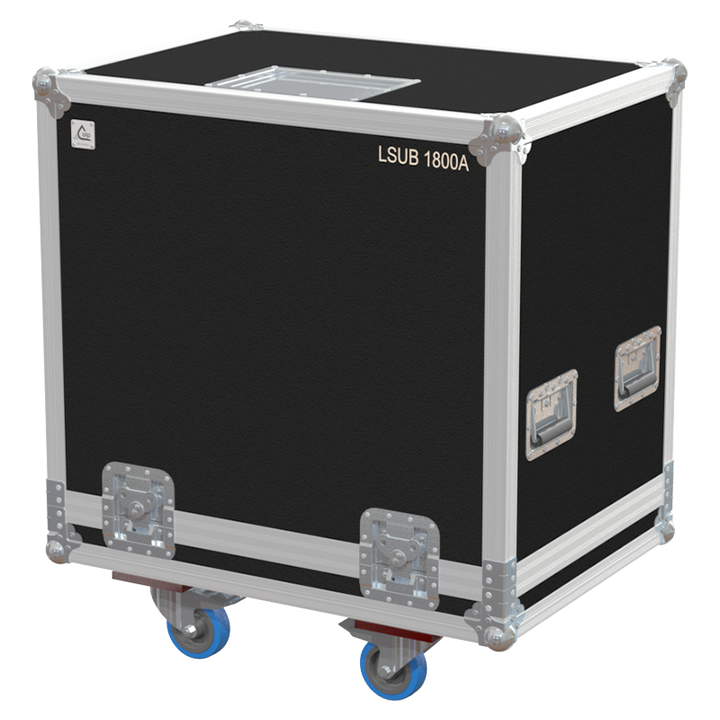 Front view of the professional touring flight case for 1x HK Audio L SUB 1800 A subwoofer by ALP Flight Cases