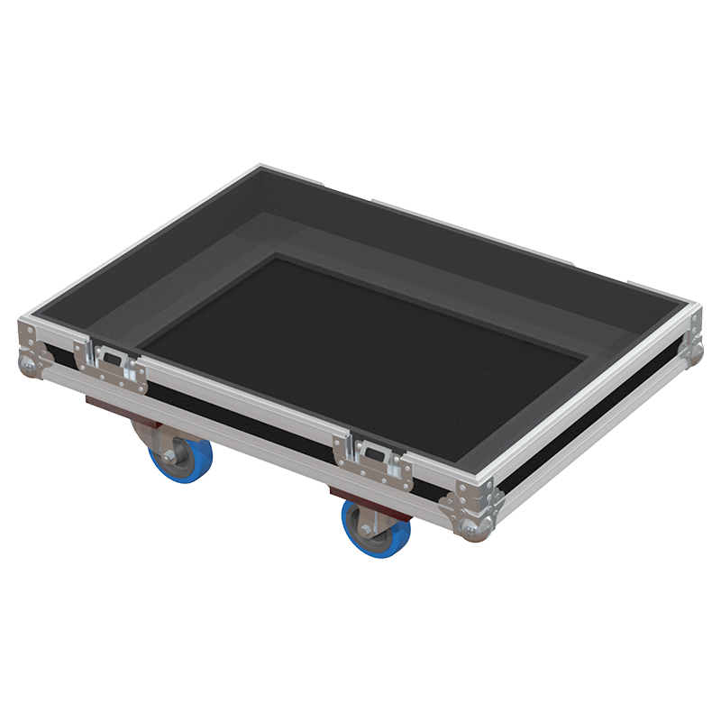 Empty interior of the flight case for HK Audio L SUB 1800 A showing reinforced base and precision CNC-cut foam