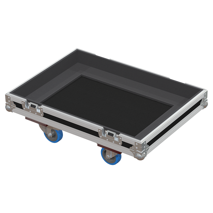 Empty interior of the flight case for HK Audio L SUB 1800 A showing reinforced base and precision CNC-cut foam