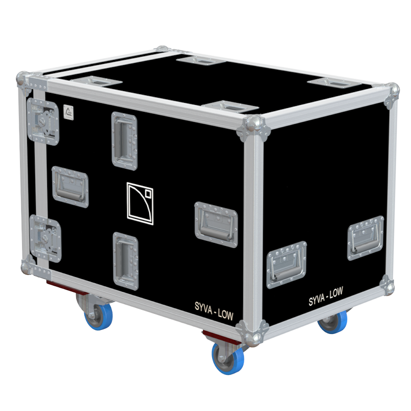 Front view of the professional touring flight case for 1x L'Acoustics Syva Sub by ALP Flight Cases
