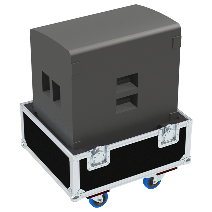 LD Systems CURV 500TS system (subwoofer and satellites) safely secured inside the custom flight case for professional rental