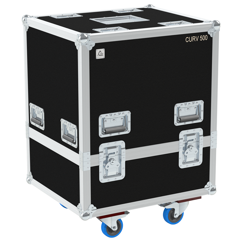 Front view of the professional touring flight case for 1x LD Systems CURV 500TS compact array system by ALP Flight Cases