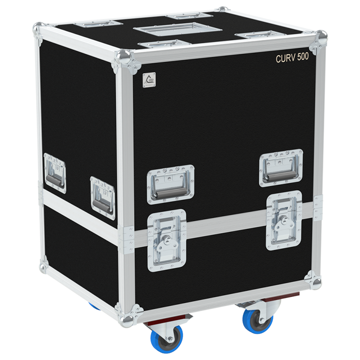 Front view of the professional touring flight case for 1x LD Systems CURV 500TS compact array system by ALP Flight Cases