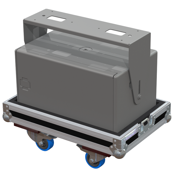 Meyer Sound MM-10ACX subwoofer safely secured inside the custom flight case for professional rental and touring