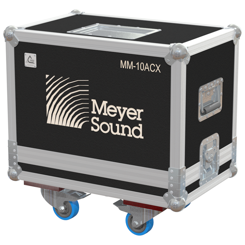 Front view of the professional touring flight case for 1x Meyer Sound MM-10ACX subwoofer by ALP Flight Cases